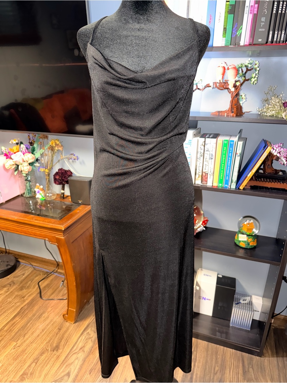Black Cowl Neck Maxi Slip Dress - Timeless Evening Wear